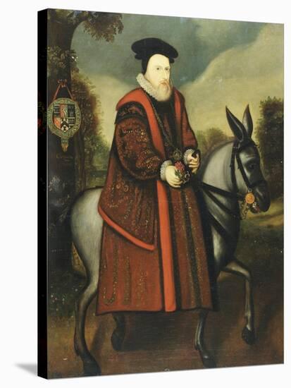 William Cecil, 1st Baron Burghley (1520-1598), Riding a Grey Mule, English School-null-Stretched Canvas