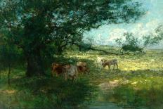 In the Meadows, Evening-William Charles Estall-Framed Stretched Canvas