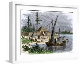 William Claiborne's Trading Post on Kent Island in Chesapeake Bay, 1631-null-Framed Giclee Print