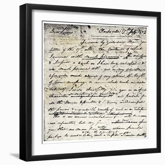 William Clark's Letter Accepting Lewis's Invitation to Join the Corps of Discovery Expedition-null-Framed Giclee Print