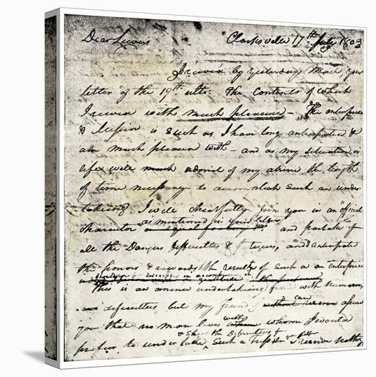 William Clark's Letter Accepting Lewis's Invitation to Join the Corps of Discovery Expedition-null-Stretched Canvas