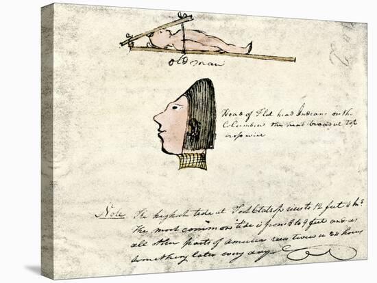 William Clark's Sketch of Flathead Indians in His Diary, c.1804-1806-null-Stretched Canvas