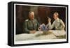 William, Crown Prince of Germany and General Field Marshal Von Hindenburg at Kronprinzen, Pub. 1917-William Friedrich Georg Pape-Framed Stretched Canvas