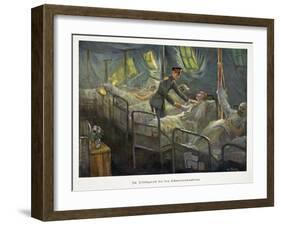 William, Crown Prince of Germany Visiting Wounded Troops in a Field Hospital, Pub. C1917-William Friedrich Georg Pape-Framed Giclee Print