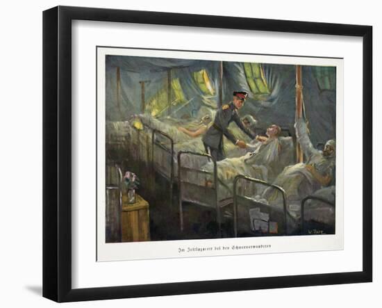 William, Crown Prince of Germany Visiting Wounded Troops in a Field Hospital, Pub. C1917-William Friedrich Georg Pape-Framed Giclee Print