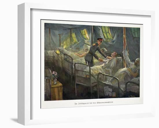 William, Crown Prince of Germany Visiting Wounded Troops in a Field Hospital, Pub. C1917-William Friedrich Georg Pape-Framed Giclee Print