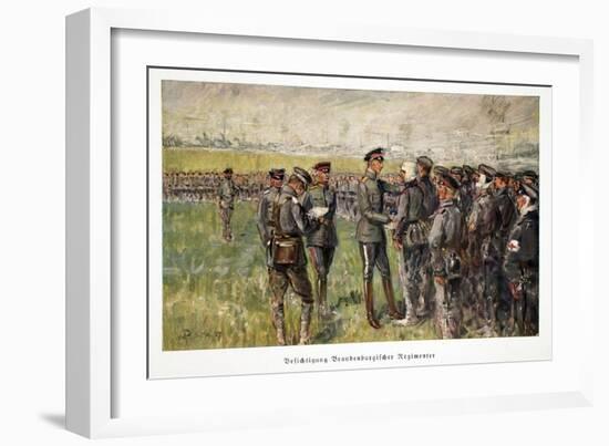 William, Crown Prince of Germany, Visiting Wounded Troops in the Field, Pub. 3rd Mary 1917-William Friedrich Georg Pape-Framed Giclee Print