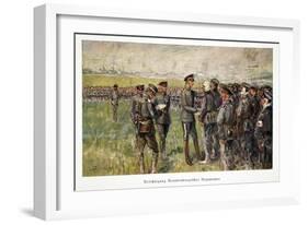 William, Crown Prince of Germany, Visiting Wounded Troops in the Field, Pub. 3rd Mary 1917-William Friedrich Georg Pape-Framed Giclee Print