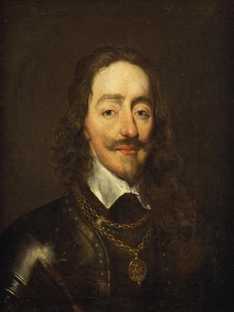 Portrait of King Charles I Wearing Armour and the Collage of the Order of the Garter
