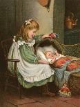 Girl Minds Baby C1900-William E Evans-Art Print