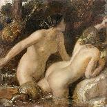 Nymphs with a Sea Monster (Oil on Paper)-William Etty-Giclee Print