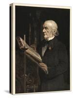 William Ewart Gladstone (1809-1898) English statesman, reading the Lesson in Hawarden Church-Sydney Prior Hall-Stretched Canvas