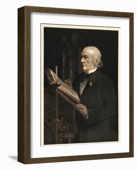 William Ewart Gladstone (1809-1898) English statesman, reading the Lesson in Hawarden Church-Sydney Prior Hall-Framed Giclee Print