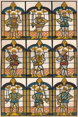 'Painted Window - Two Saxon Earls of Mercia, and Seven Norman Earls of Chester', 1808 (1845)