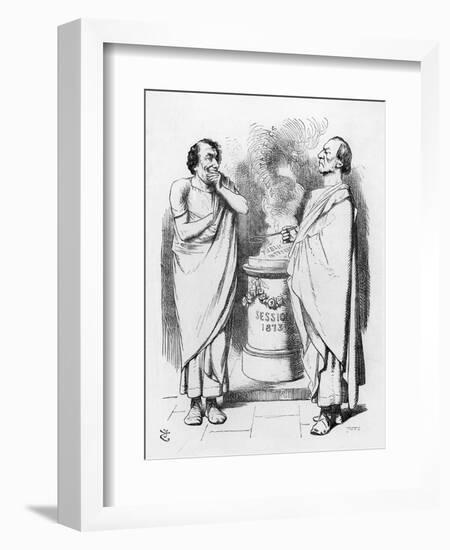 William Gladstone and Benjamin Disraeli and the Stolid Gladstone-John Tenniel-Framed Art Print