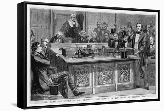 William Gladstone Attacks Benjamin Disraeli's First Budget Speech Which Had Lasted Five Hours-null-Framed Stretched Canvas