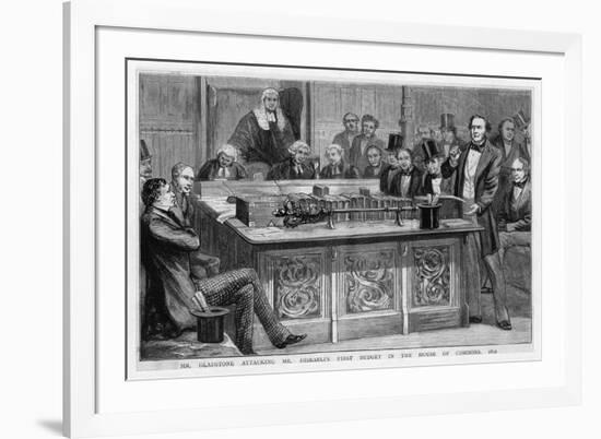 William Gladstone Attacks Benjamin Disraeli's First Budget Speech Which Had Lasted Five Hours-null-Framed Art Print