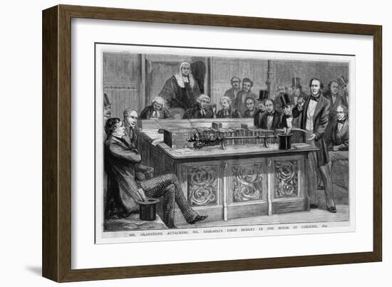 William Gladstone Attacks Benjamin Disraeli's First Budget Speech Which Had Lasted Five Hours-null-Framed Art Print