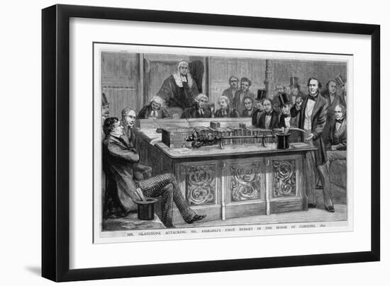 William Gladstone Attacks Benjamin Disraeli's First Budget Speech Which Had Lasted Five Hours-null-Framed Art Print