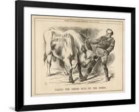 William Gladstone Taking the (Irish) Bull by the Horns-John Tenniel-Framed Art Print