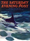 "Swordfish," Saturday Evening Post Cover, February 28, 1942-William Goadby Lawrence-Framed Stretched Canvas