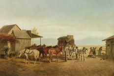 California Stagecoach Halt, 1875 (Oil on Canvas)-William Hahn-Giclee Print