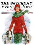 "Lady Walking Dogs in Snow," Saturday Evening Post Cover, December 11, 1926-William Haskell Coffin-Giclee Print