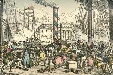 'Getting on Board the Margate Steam Packet at London Bridges Wharf', 1838-William Heath-Giclee Print