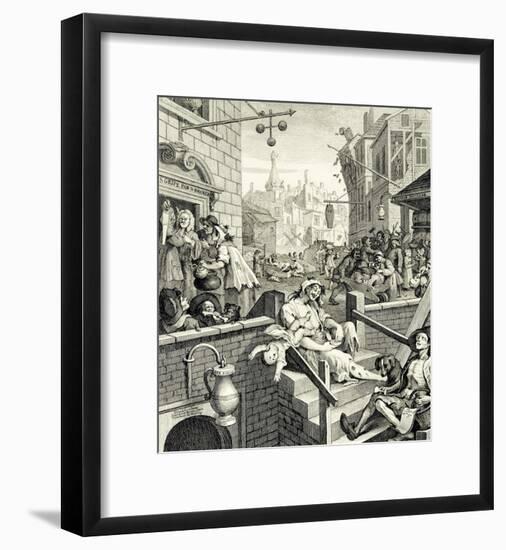 William Hogarth (Consequence "of beer and brandy lane road," Brandy Lane) Art Poster Print-null-Framed Poster