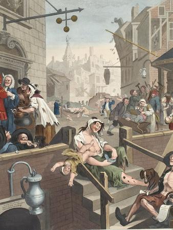 Gin Lane, Illustration from 'Hogarth Restored: the Whole Works of the Celebrated William Hogarth,…