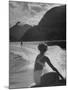 William Holden Water Skiing While His Wife Brenda Watches Him-Allan Grant-Mounted Premium Photographic Print
