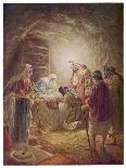 The Shepherds Come to See Mary Joseph and Their Baby Jesus-William Hole-Art Print