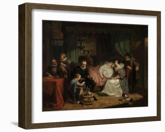 William I nursed by his Wife Charlotte de Bourbon after the Attempt on his Life by Jaurequi in 1582-Nicholas Pieneman-Framed Giclee Print