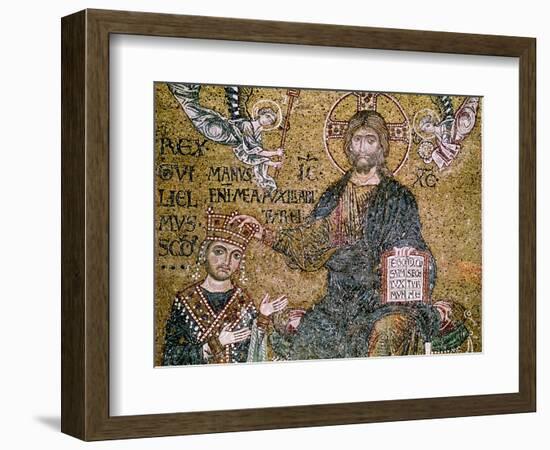 William II King of Sicily Receiving a Crown from Christ-null-Framed Giclee Print