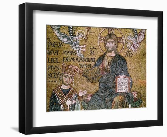 William II King of Sicily Receiving a Crown from Christ-null-Framed Giclee Print