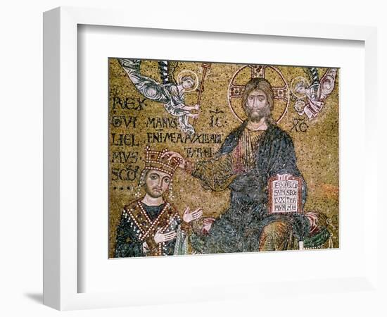 William II King of Sicily Receiving a Crown from Christ-null-Framed Giclee Print