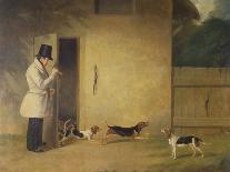 A Beagler Standing at the Door of the Kennels Calling Out the Beagles-William J. Pringle-Laminated Giclee Print