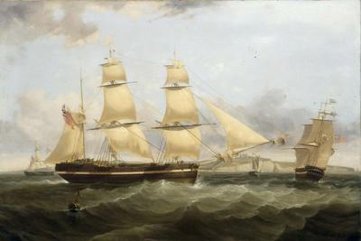 A Barque in Two Positions and Other Shipping off the Coast at Dover