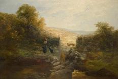 A Shepherd and His Flock in a Sunlit Wooded Landscape, 1875-William Linnell-Giclee Print