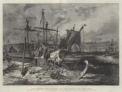 Old Greek War Ships at the Battle of Salamis