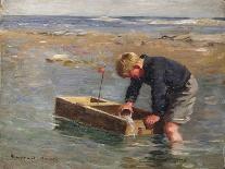 Playing in the Shallows-William Marshall Brown-Framed Stretched Canvas