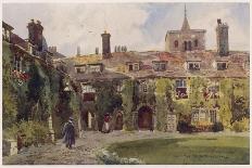 The Long Walk and Flower Border in May - New College, Oxford, C.1918-William Matthison-Giclee Print