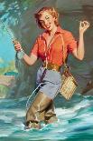 Pin-Up Fly Fishing-William Medcalf-Framed Stretched Canvas