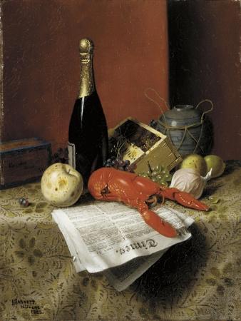 Still Life with Lobster, Fruit, Champagne and Newspaper, 1882