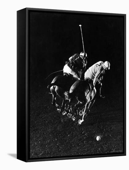 William Nicholls and William Rand of Squadron Polo Team Indoor Polo at National Guard Armory, NYC-Gjon Mili-Framed Stretched Canvas