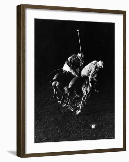 William Nicholls and William Rand of Squadron Polo Team Indoor Polo at National Guard Armory, NYC-Gjon Mili-Framed Premium Photographic Print