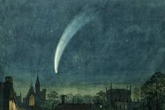 Donati's Comet over Balliol College (W/C with Scratching Out on Paper)-William of Oxford-Framed Stretched Canvas