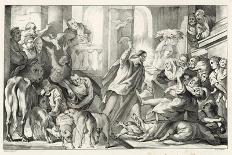 Jesus Casting the Moneylenders Out Ot the Temple-William Oliver-Laminated Giclee Print
