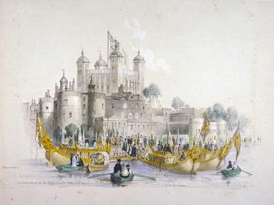 Lord Mayor Thomas Johnson and His Entourage Embarking from the Tower of London, 1840
