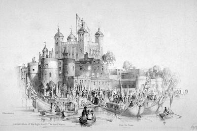 Lord Mayor Thomas Johnson and His Entourage Embarking from the Tower of London, 1840